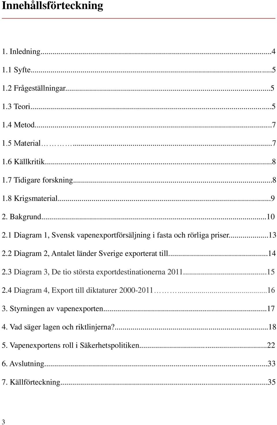 2 Diagram 2, Antalet länder Sverige exporterat till...14 2.3 Diagram 3, De tio största exportdestinationerna 2011...15 2.