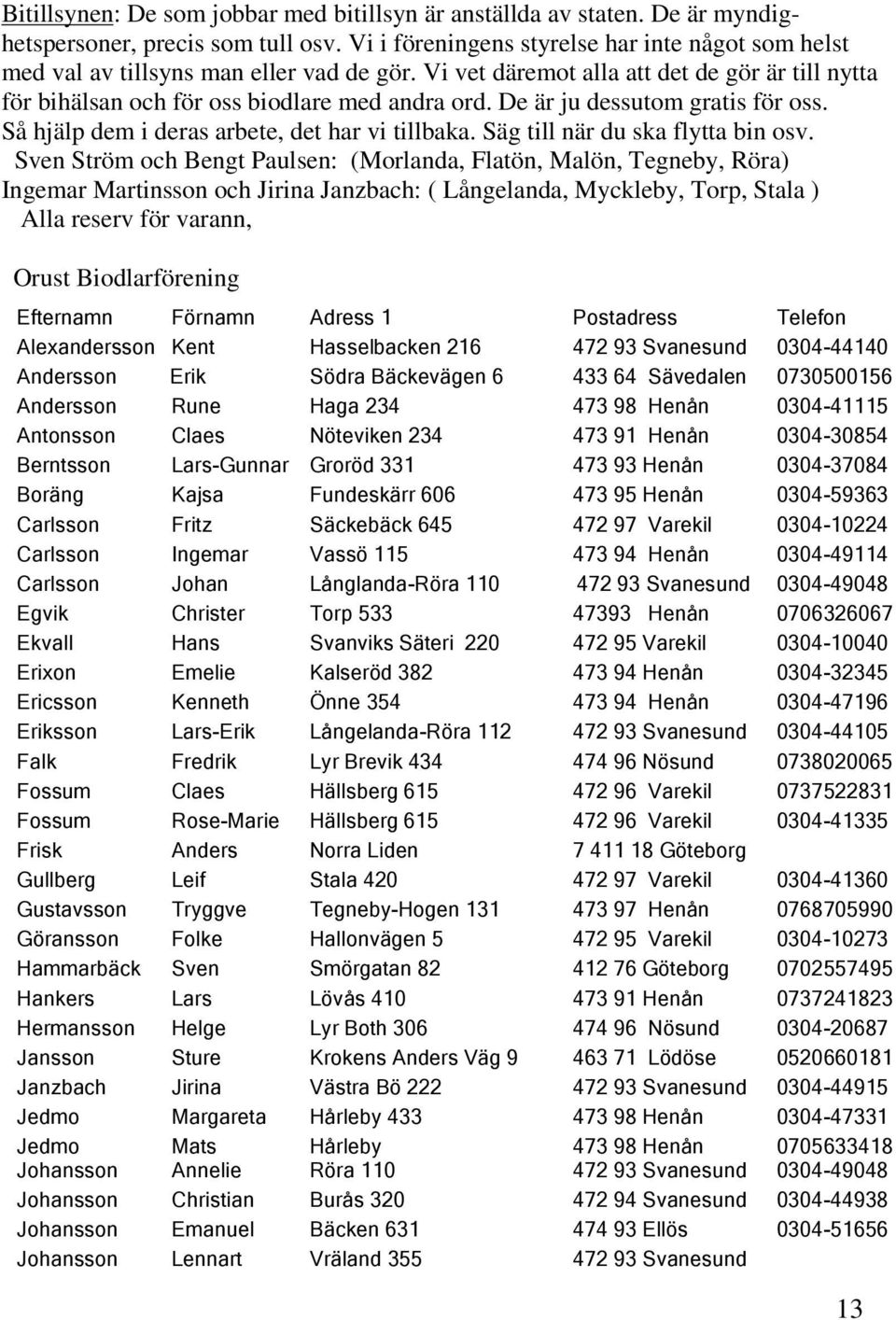 De är ju dessutom gratis för oss. Så hjälp dem i deras arbete, det har vi tillbaka. Säg till när du ska flytta bin osv.