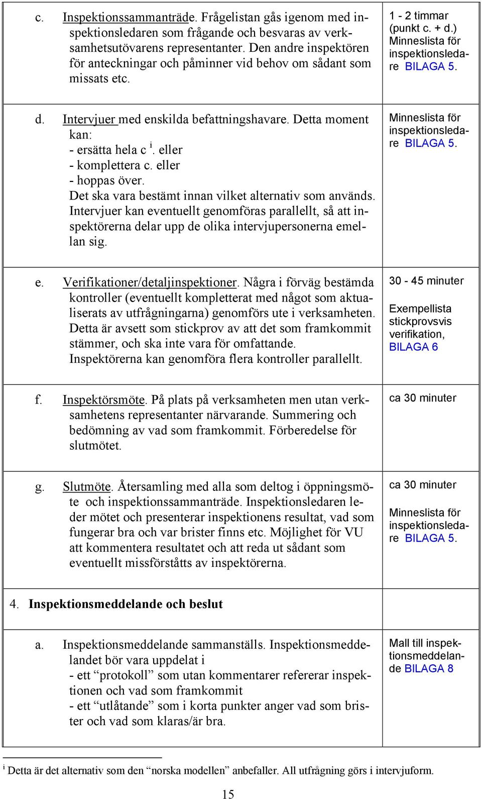 Detta moment kan: - ersätta hela c i. eller - komplettera c. eller - hoppas över. Det ska vara bestämt innan vilket alternativ som används.