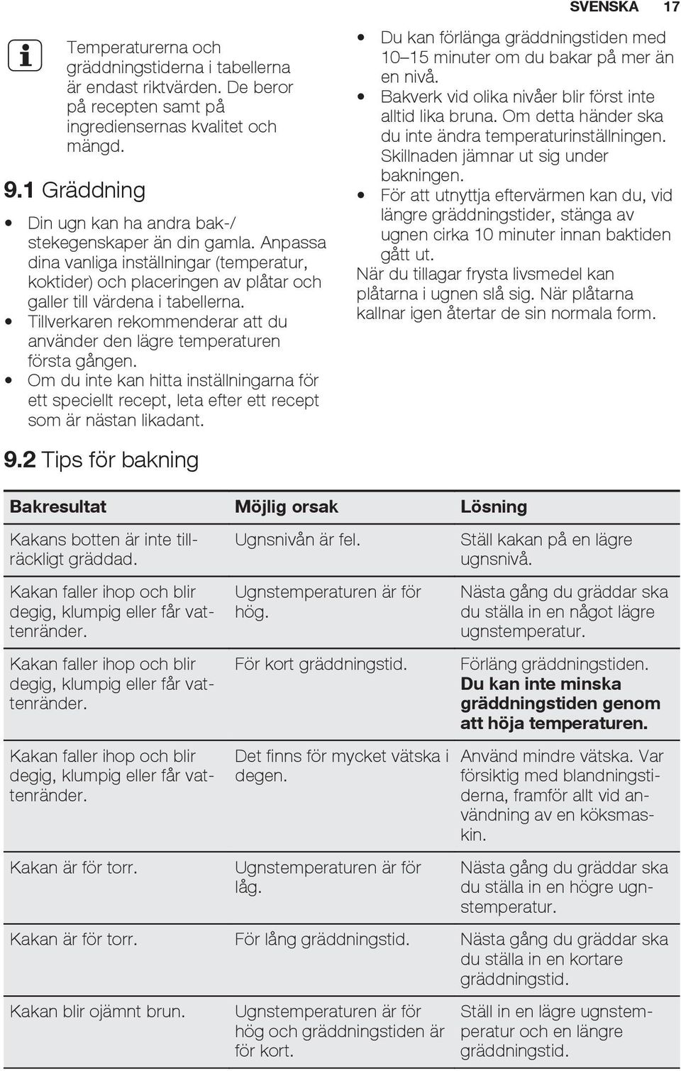 Tillverkaren rekommenderar att du använder den lägre temperaturen första gången. Om du inte kan hitta inställningarna för ett speciellt recept, leta efter ett recept som är nästan likadant. 9.