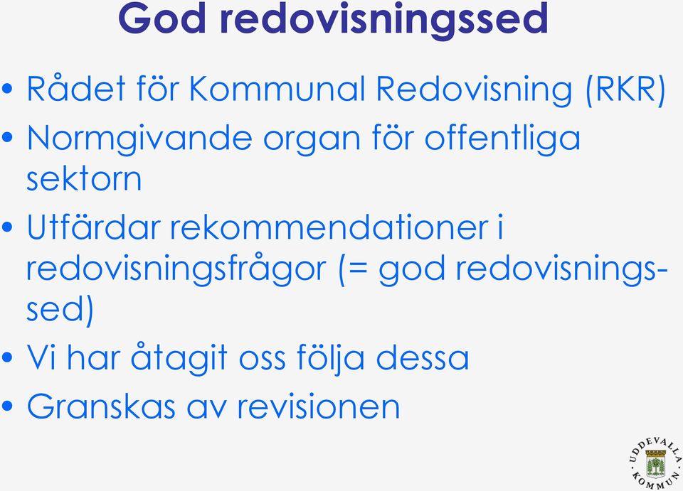 rekommendationer i redovisningsfrågor (= god