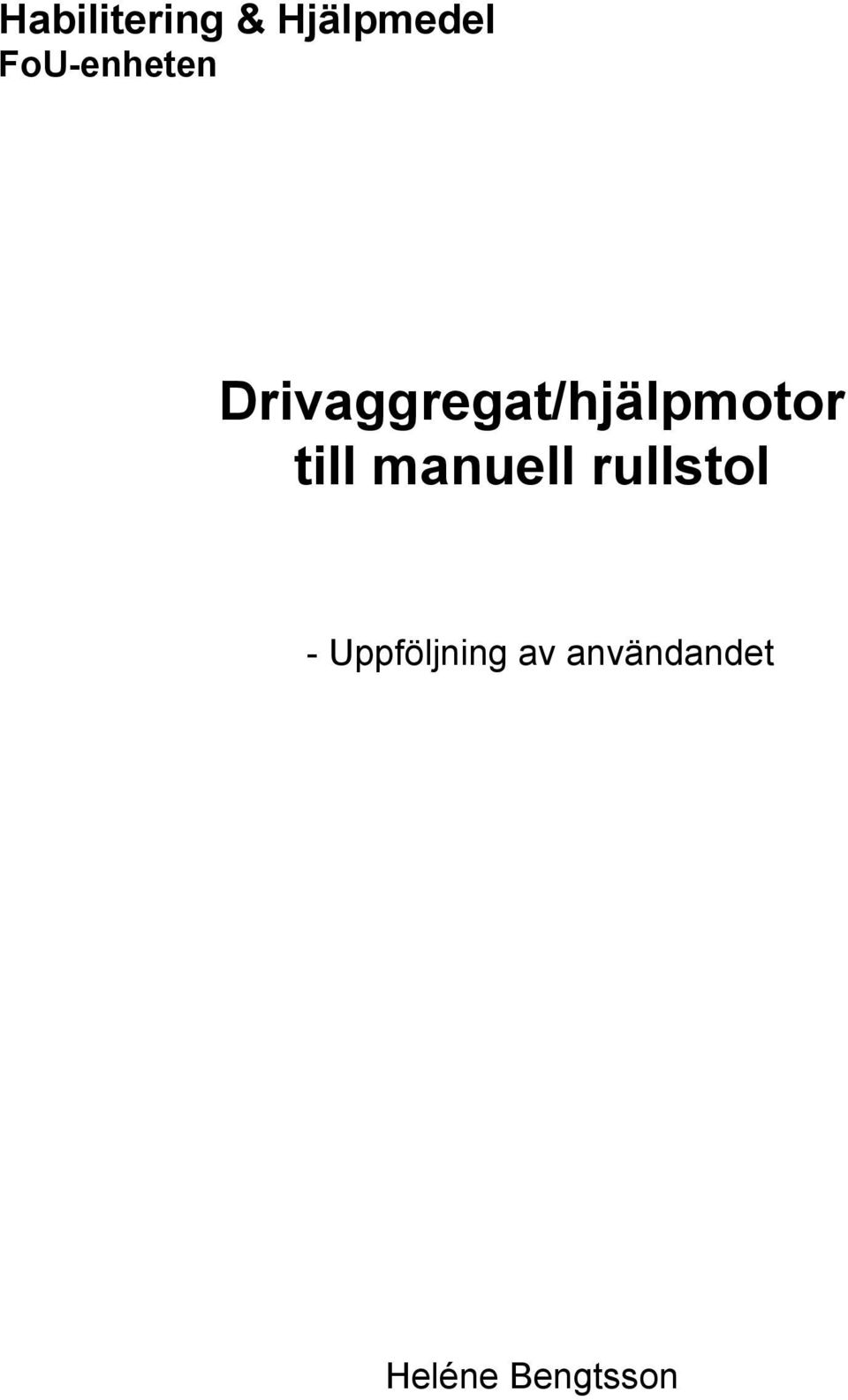 Drivaggregat/hjälpmotor till