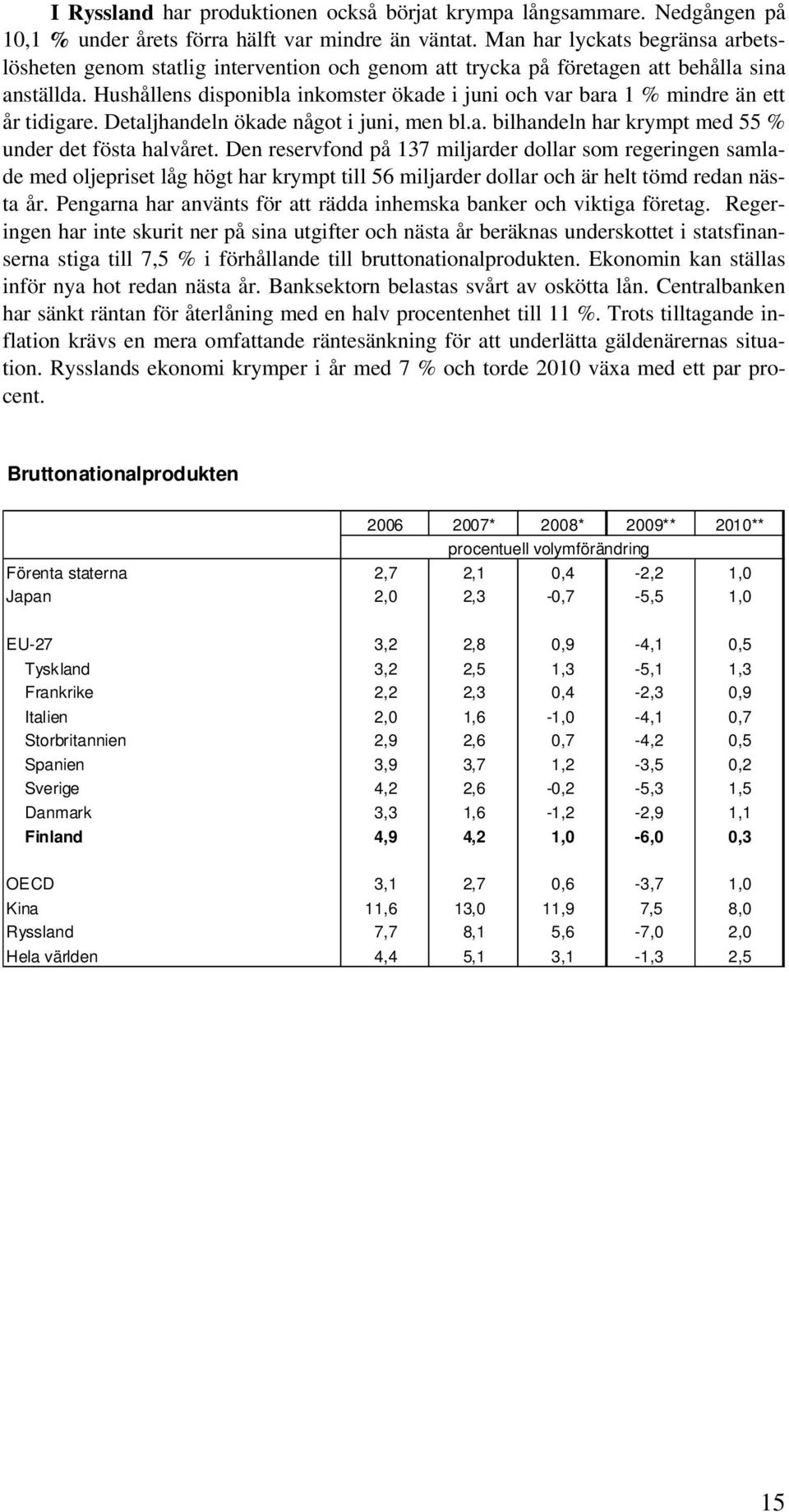 Hushållens disponibla inkomster ökade i juni och var bara 1 % mindre än ett år tidigare. Detaljhandeln ökade något i juni, men bl.a. bilhandeln har krympt med 55 % under det fösta halvåret.