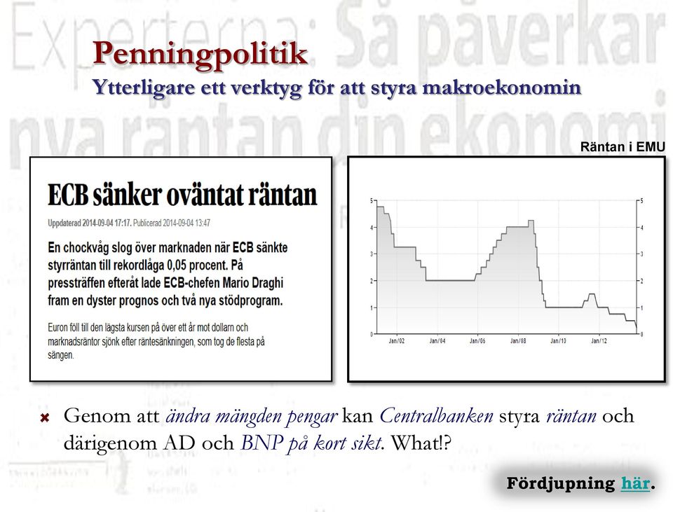 mängden pengar kan Centralbanken styra räntan och