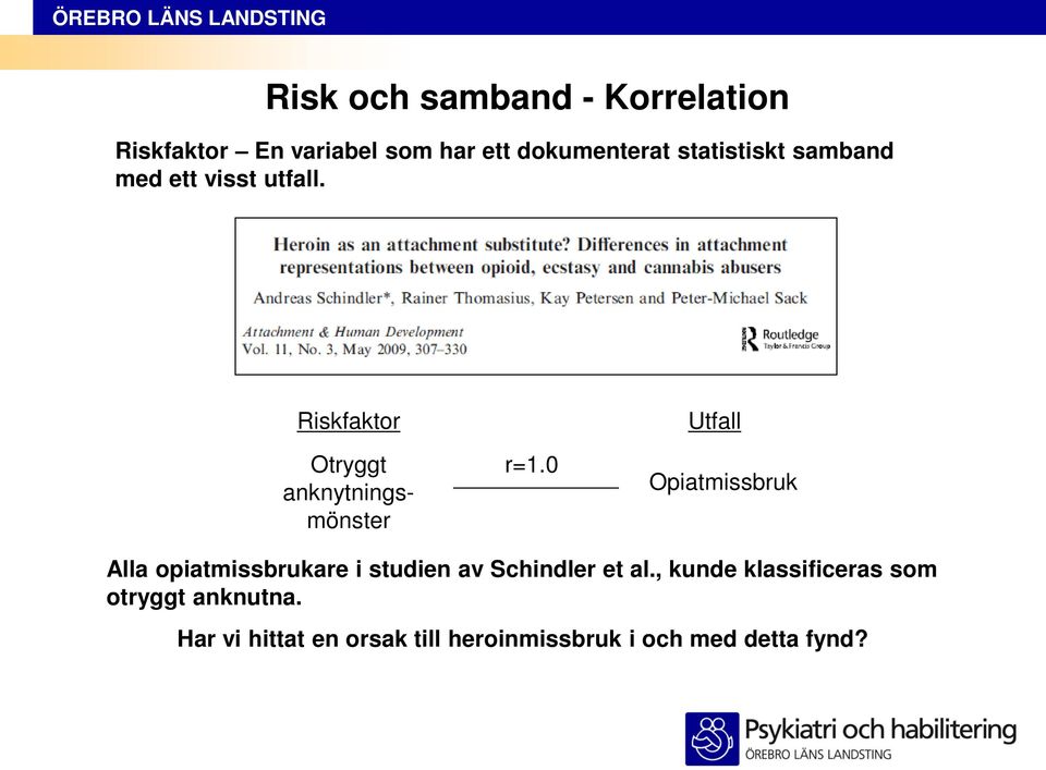 0 Utfall Opiatmissbruk Alla opiatmissbrukare i studien av Schindler et al.