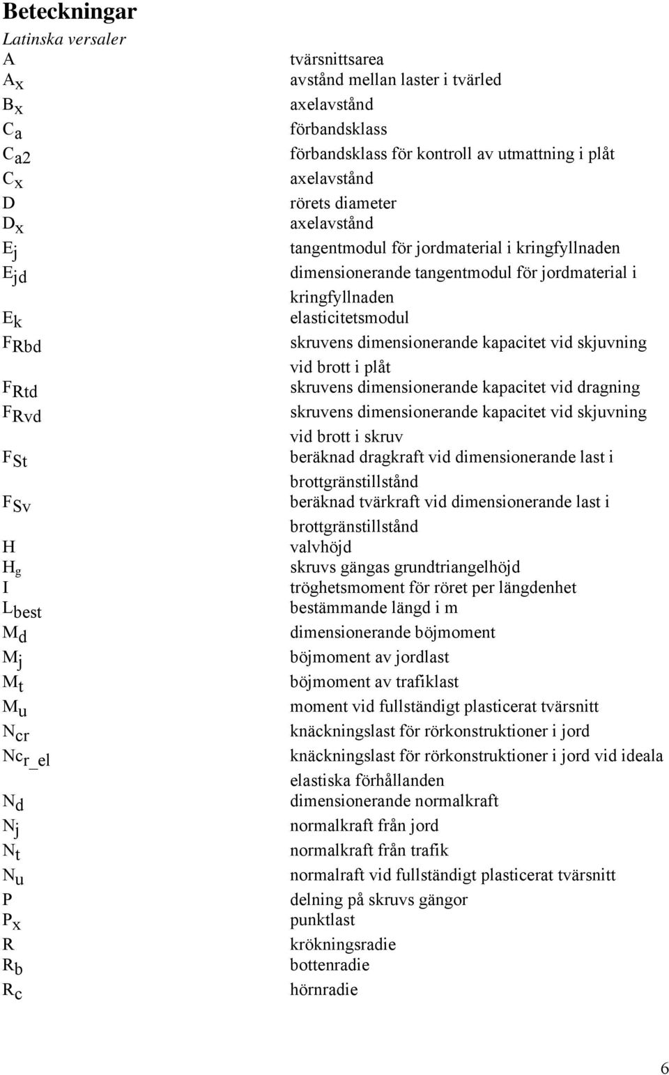 dimensionerande tangentmodul för jordmaterial i kringfyllnaden elasticitetsmodul skruvens dimensionerande kapacitet vid skjuvning vid brott i plåt skruvens dimensionerande kapacitet vid dragning