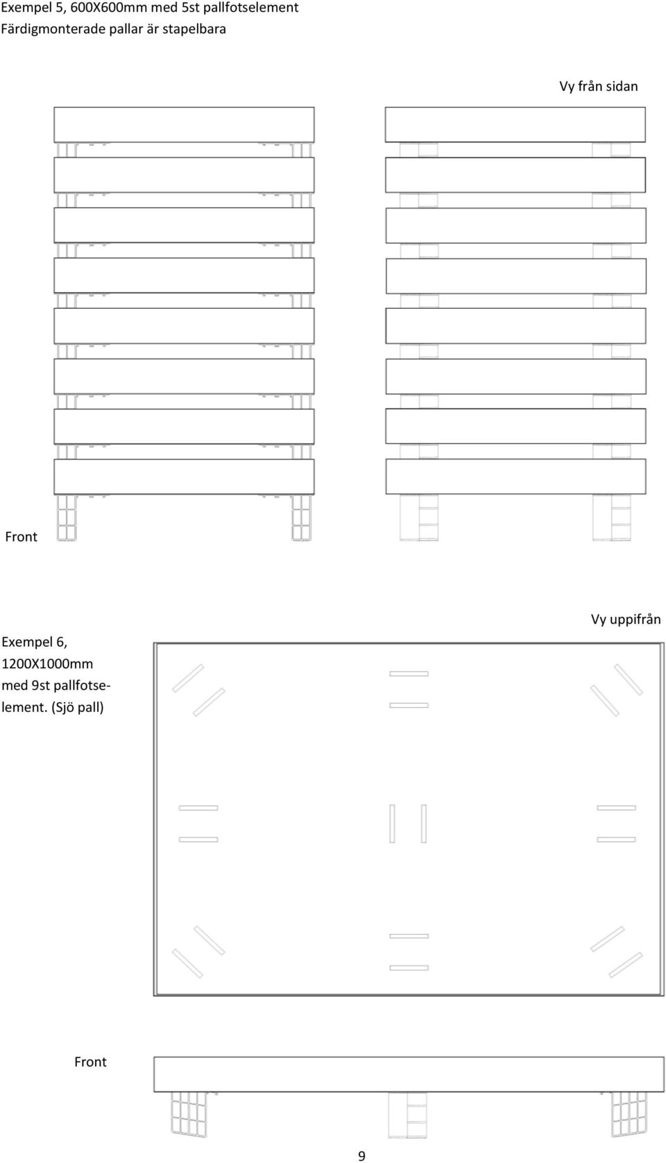 sidan Front Exempel 6, 1200X1000mm med 9st