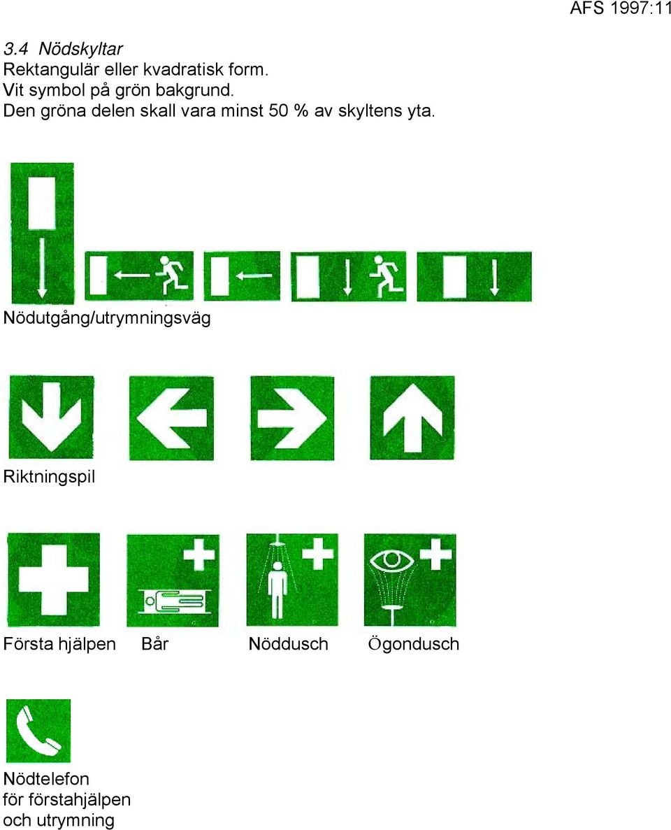 Den gröna delen skall vara minst 50 % av skyltens yta.