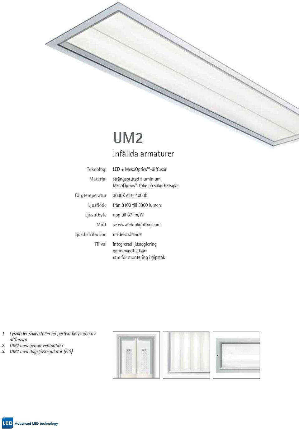 lumen upp till 87 lm/w se www.etaplighting.