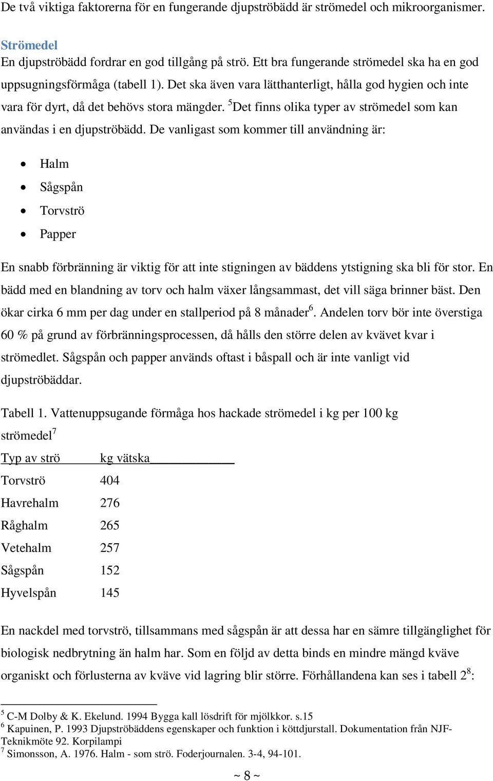 5 Det finns olika typer av strömedel som kan användas i en djupströbädd.