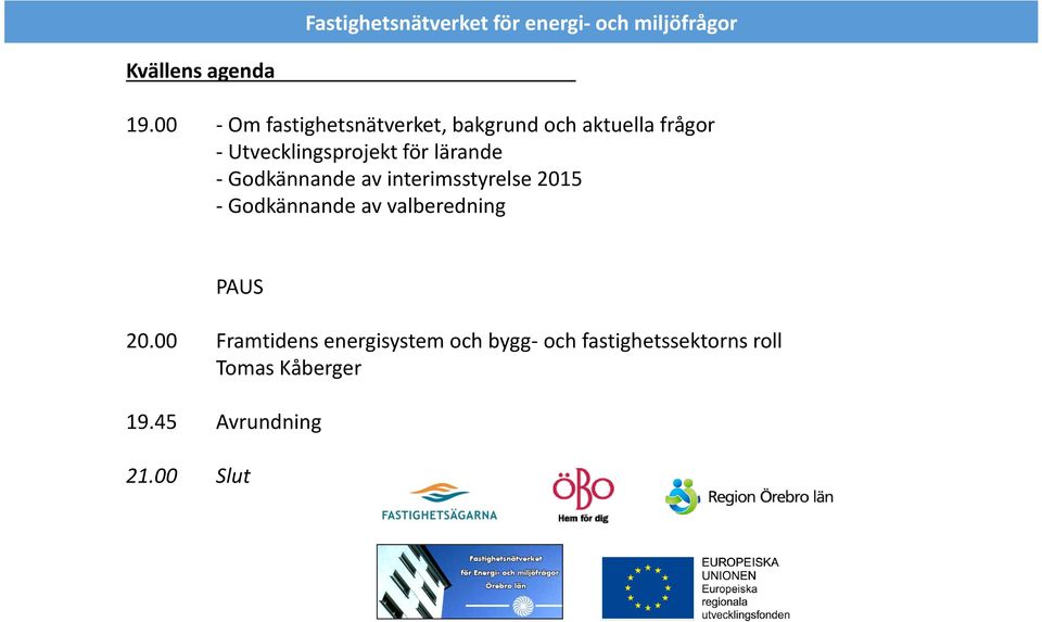 Utvecklingsprojekt för lärande - Godkännande av interimsstyrelse 2015 -