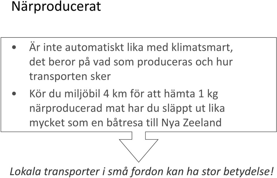 att hämta 1 kg närproducerad mat har du släppt ut lika mycket som en