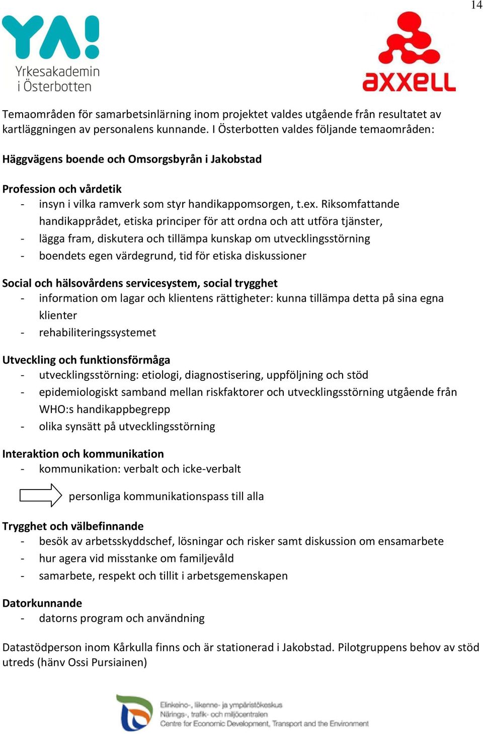 Riksomfattande handikapprådet, etiska principer för att ordna och att utföra tjänster, - lägga fram, diskutera och tillämpa kunskap om utvecklingsstörning - boendets egen värdegrund, tid för etiska