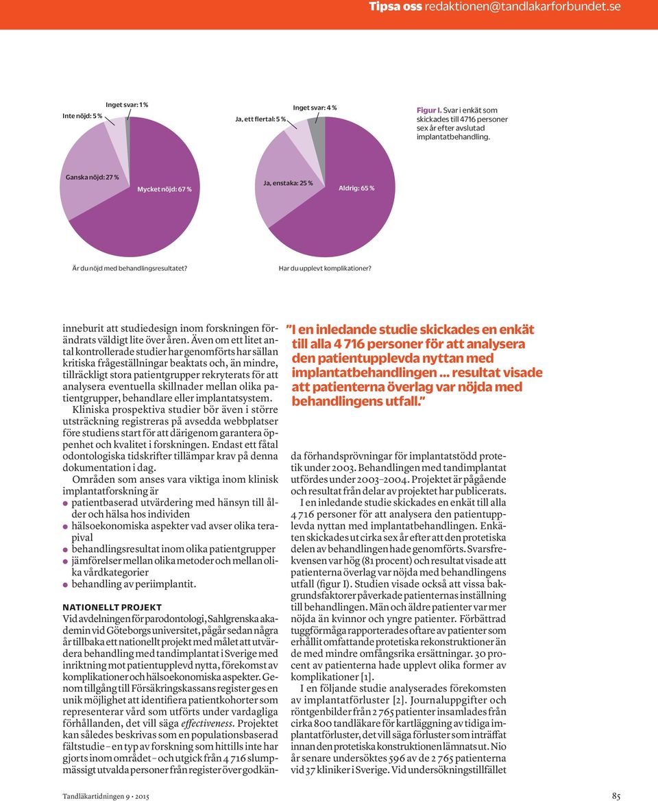 Har du upplevt komplikationer? inneburit att studiedesign inom forskningen förändrats väldigt lite över åren.