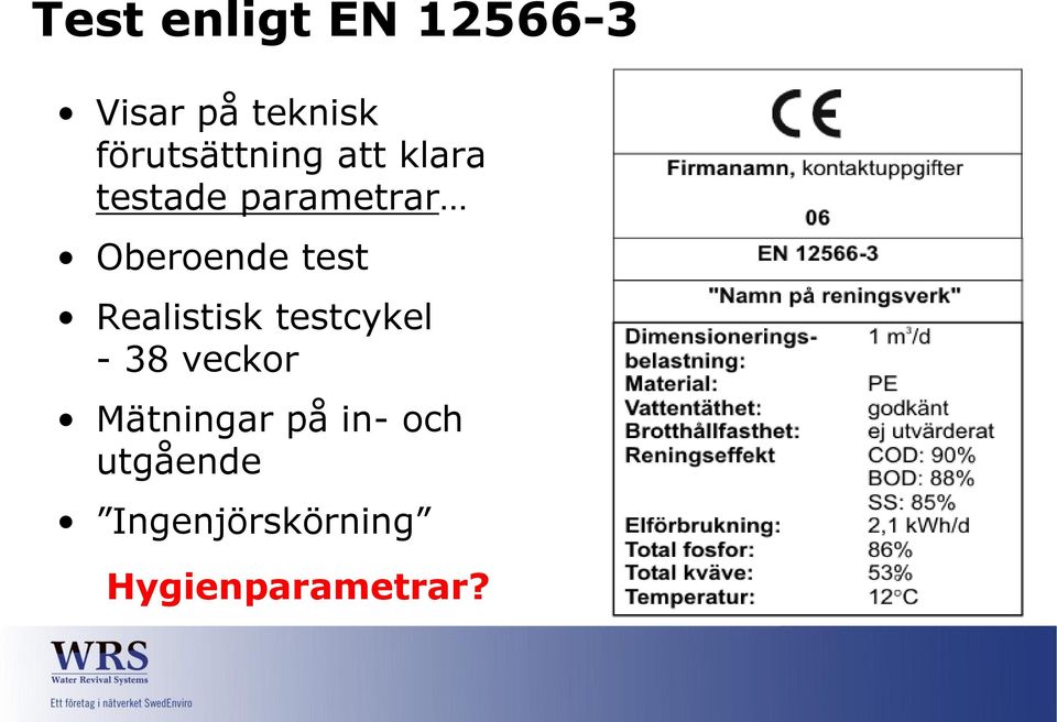 Oberoende test Realistisk testcykel - 38 veckor