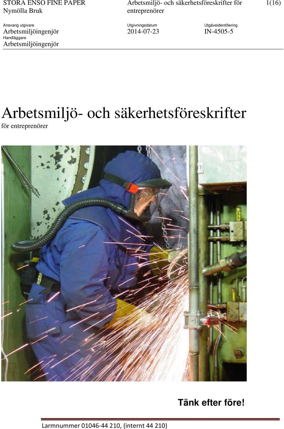 Arbetsmiljöingenjör Utgåveidentifiering