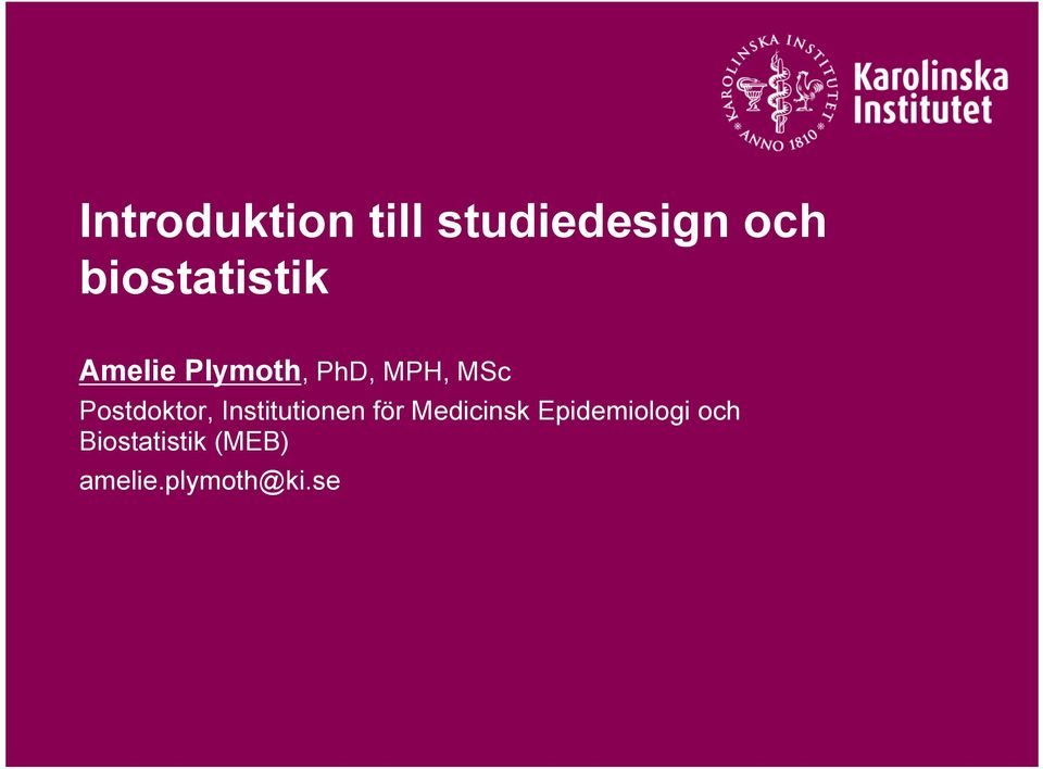 Postdoktor, Institutionen för Medicinsk