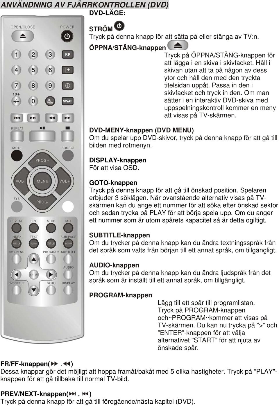 Om man sätter i en interaktiv DVD-skiva med uppspelningskontroll kommer en meny att visas på TV-skärmen.