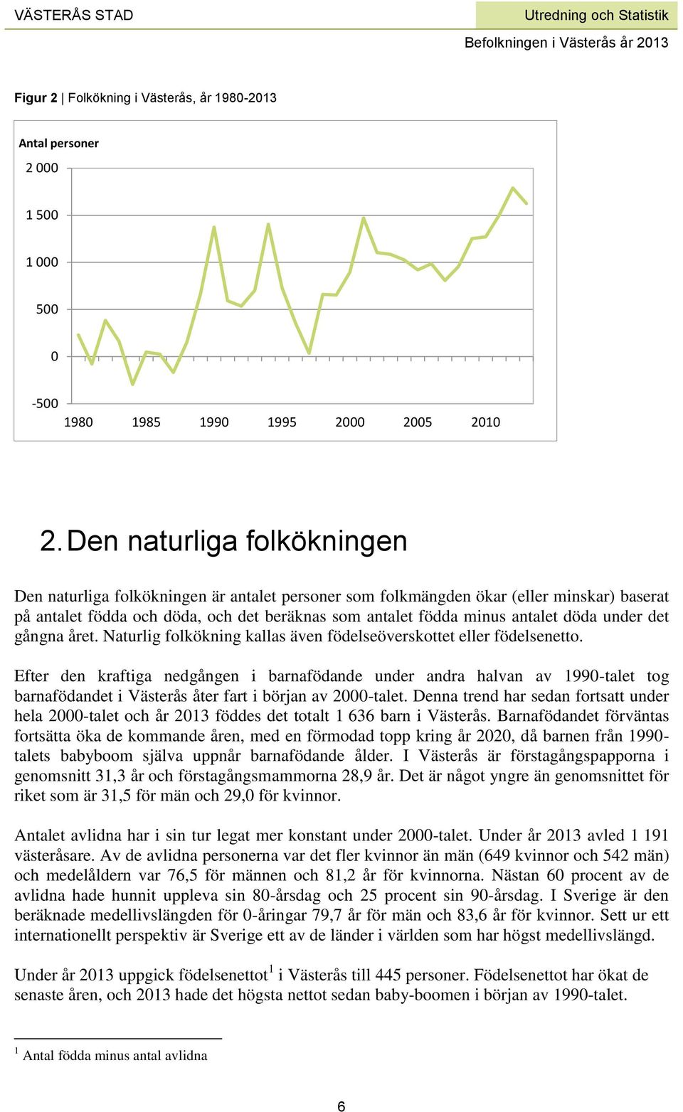 under det gångna året. Naturlig folkökning kallas även födelseöverskottet eller födelsenetto.