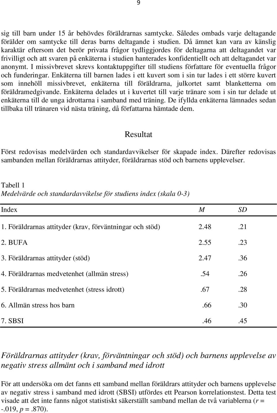 att deltagandet var anonymt. I missivbrevet skrevs kontaktuppgifter till studiens författare för eventuella frågor och funderingar.