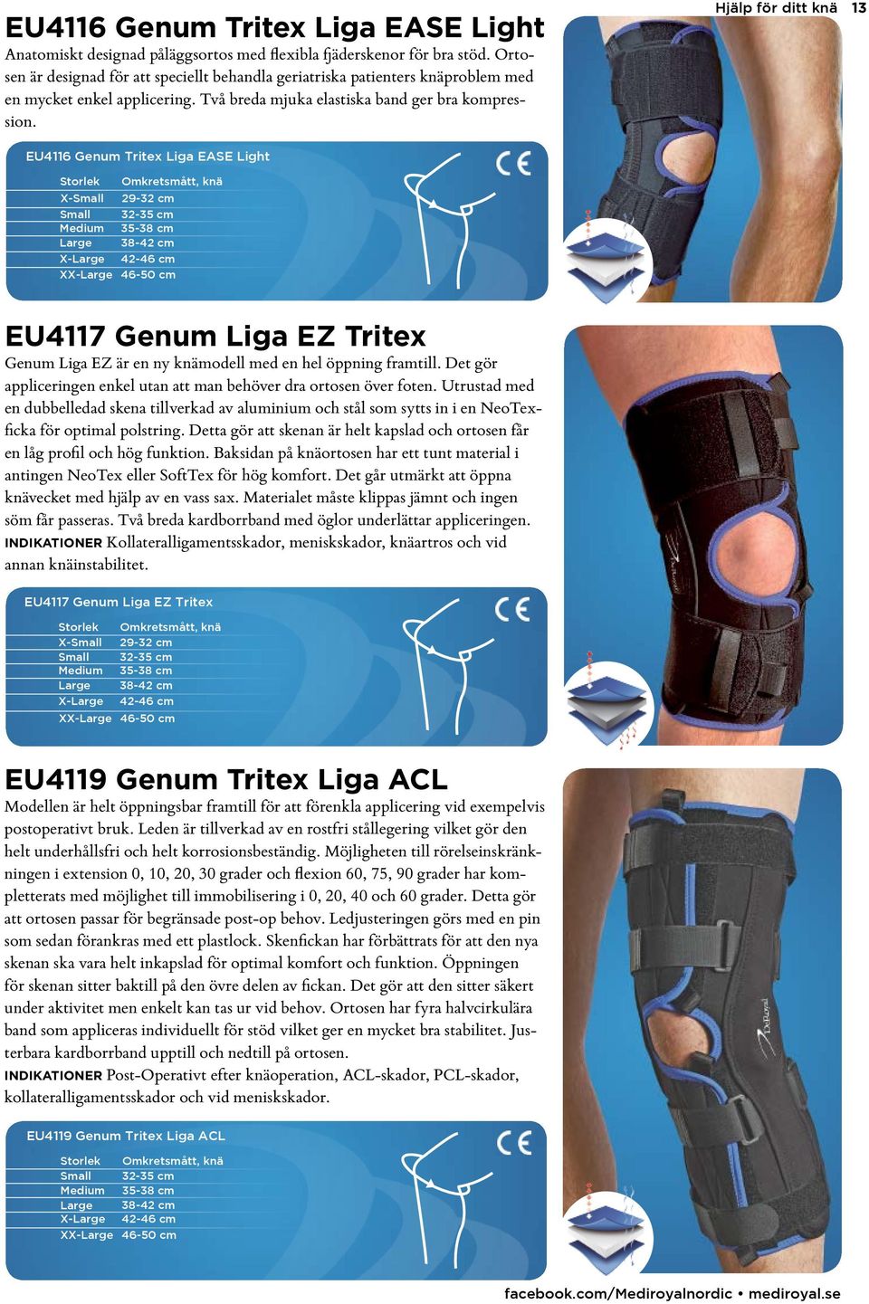 Hjälp för ditt knä 13 EU4116 Genum Tritex Liga EASE Light EU4117 Genum Liga EZ Tritex Genum Liga EZ är en ny knämodell med en hel öppning framtill.