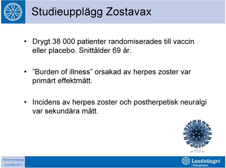 Burden of illness orsakad av herpes zoster var primärt