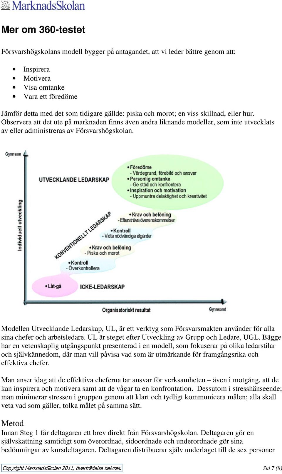 Modellen Utvecklande Ledarskap, UL, är ett verktyg som Försvarsmakten använder för alla sina chefer och arbetsledare. UL är steget efter Utveckling av Grupp och Ledare, UGL.