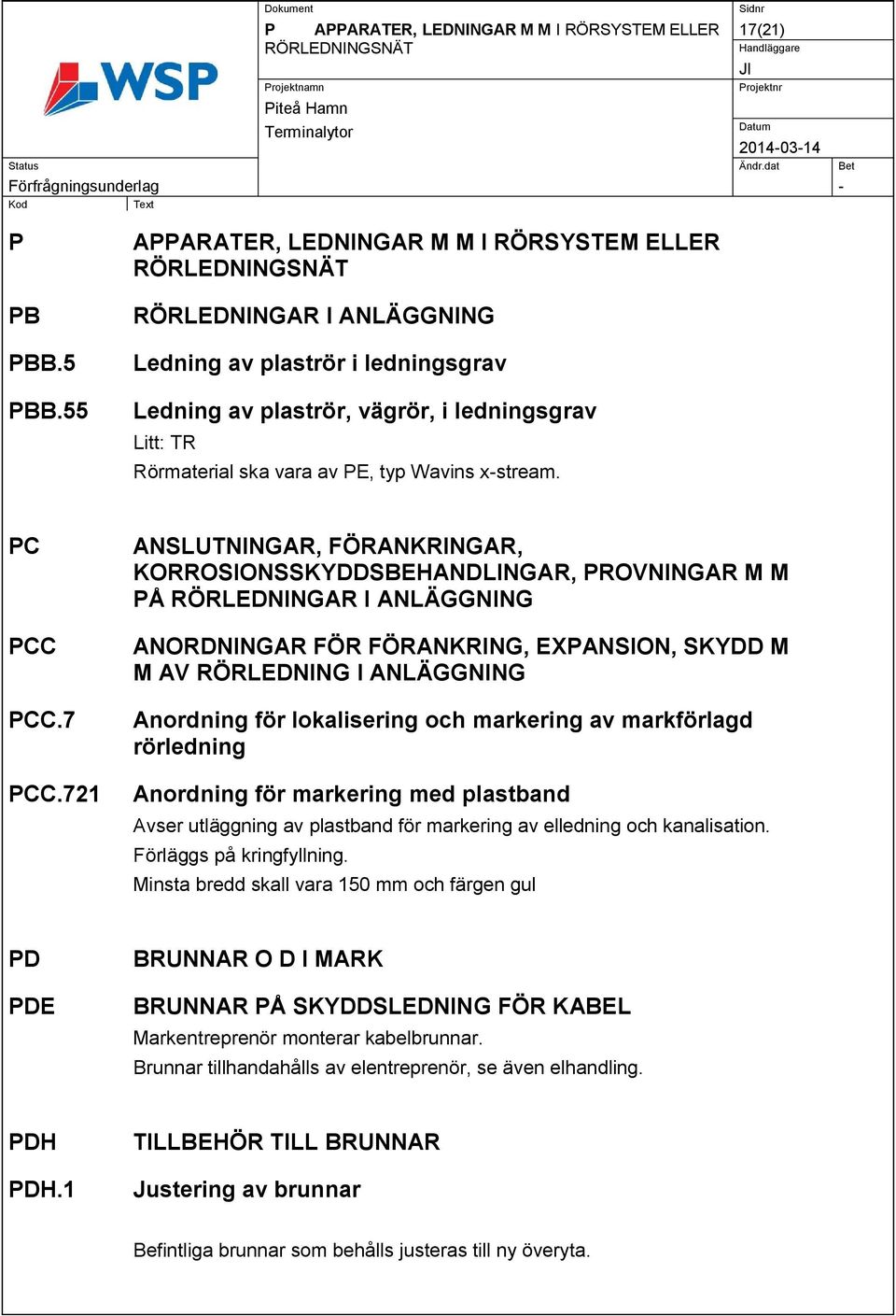 PE, typ Wavins x-stream. PC PCC PCC.7 PCC.