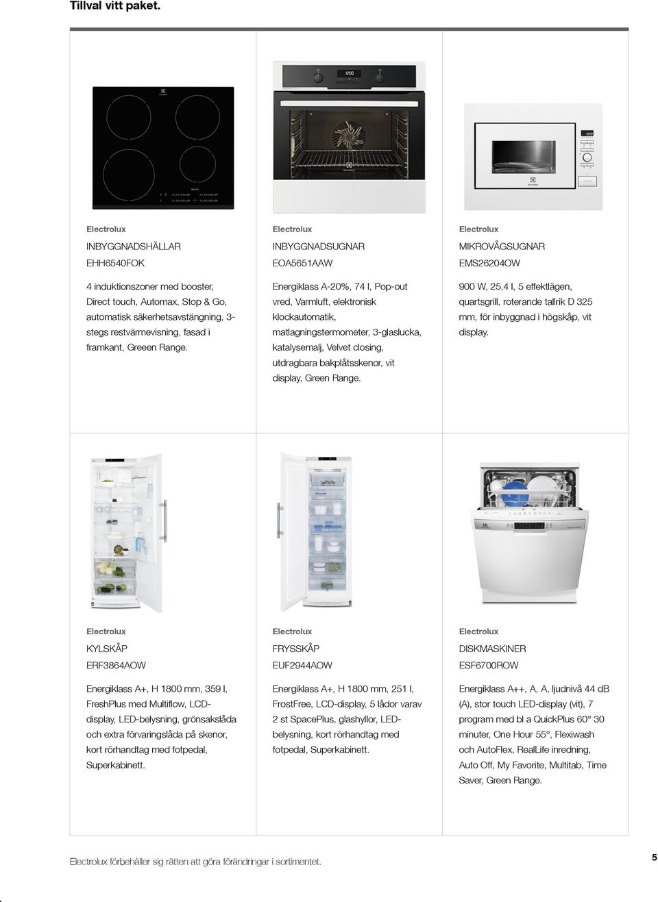 INBYGGNADSUGNAR EOA5651AAW Energiklass A-20%, 74 l, Pop-out vred, Varmluft, elektronisk klockautomatik, matlagningstermometer, 3-glaslucka, katalysemalj, Velvet closing, utdragbara bakplåtsskenor,