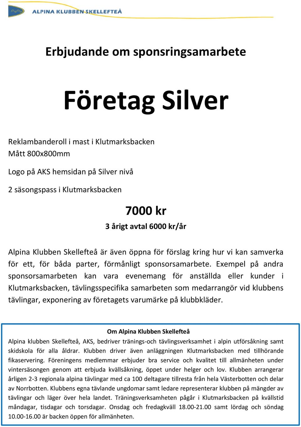 hemsidan på Silver nivå 2 säsongspass i