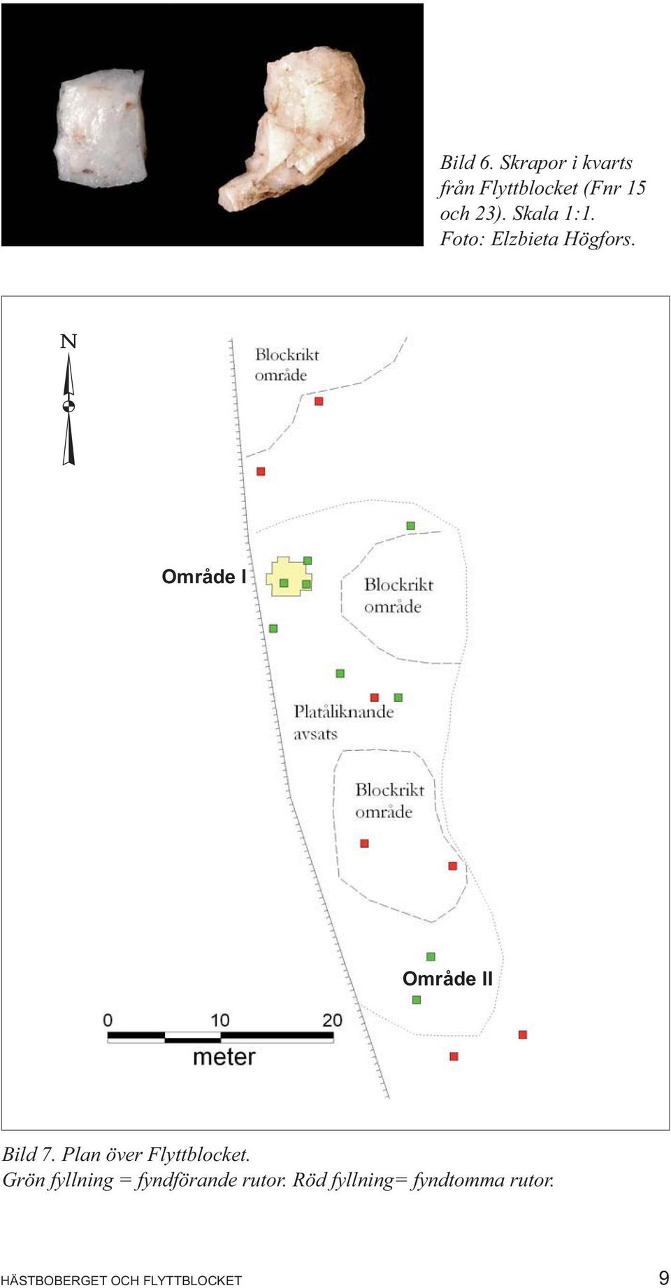 Plan över Flyttblocket. Grön fyllning = fyndförande rutor.