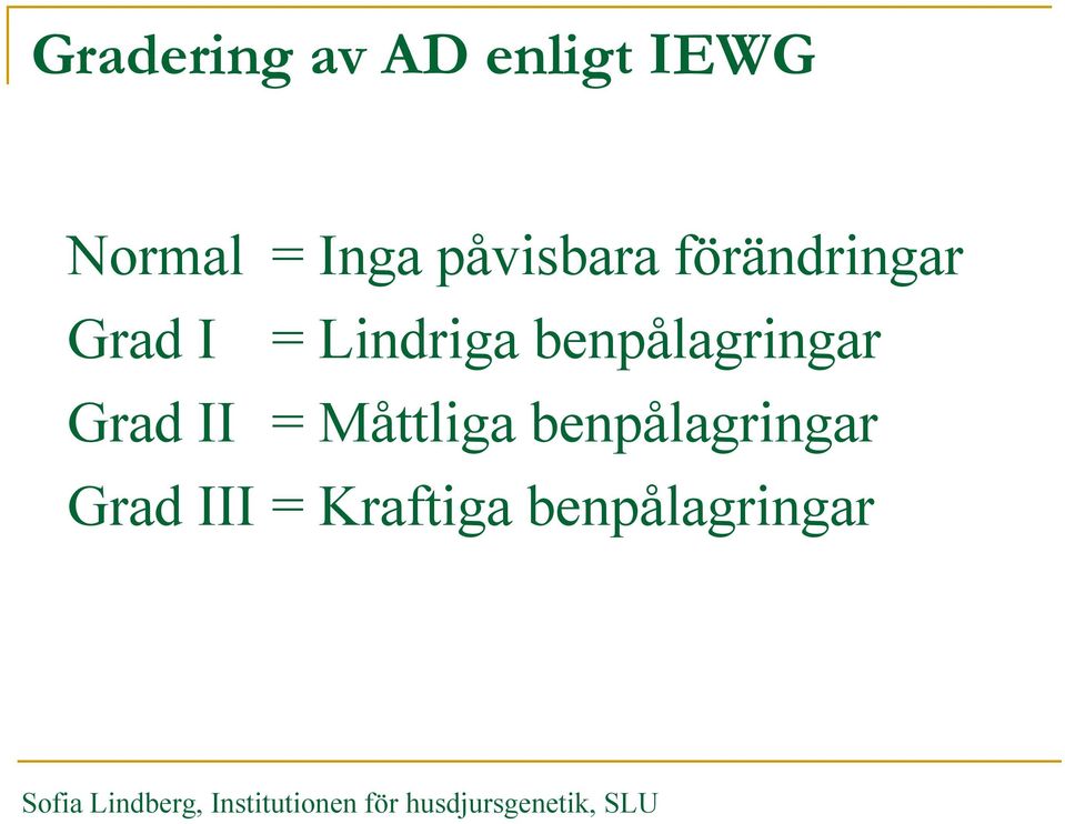 benpålagringar Grad II = Måttliga