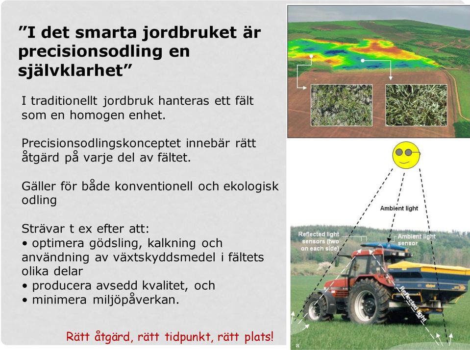 Gäller för både konventionell och ekologisk odling Strävar t ex efter att: optimera gödsling, kalkning och