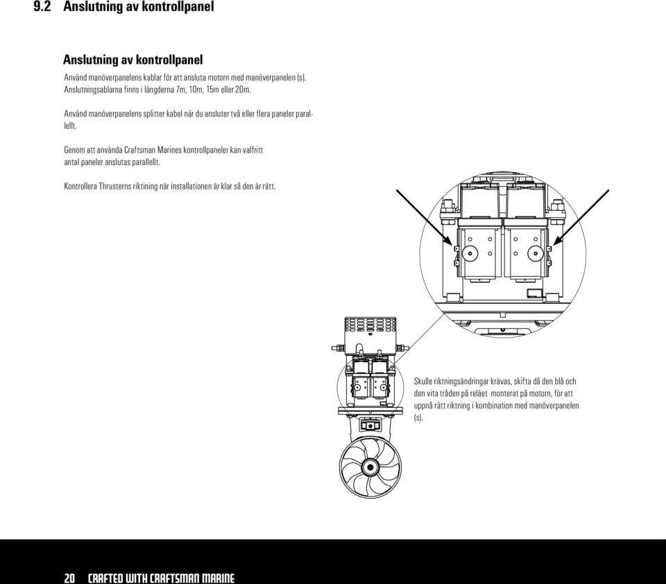 Genom att använda Craftsman Marines kontrollpaneler kan valfritt antal paneler anslutas parallellt.