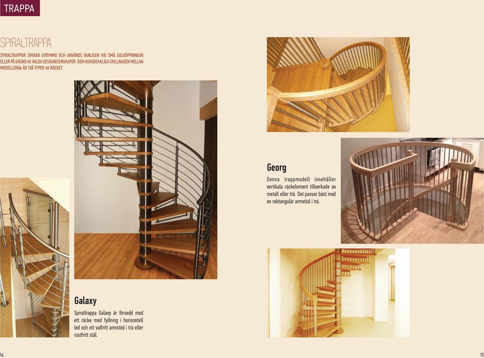 Georg Denna trappmodell innehåller vertikala räckelement tillverkade av metall eller trä.