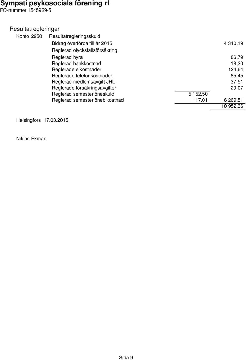 telefonkostnader 85,45 Reglerad medlemsavgift JHL 37,51 Reglerade försäkringsavgifter 20,07 Reglerad