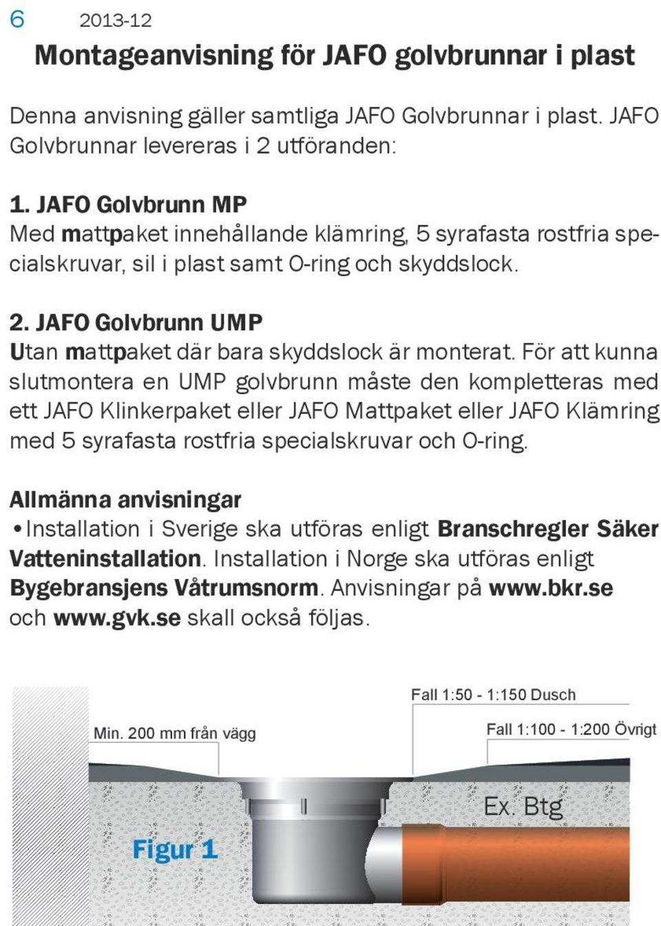 JAFO Golvbrunn UMP Utan mattpaket där bara skyddslock är monterat.