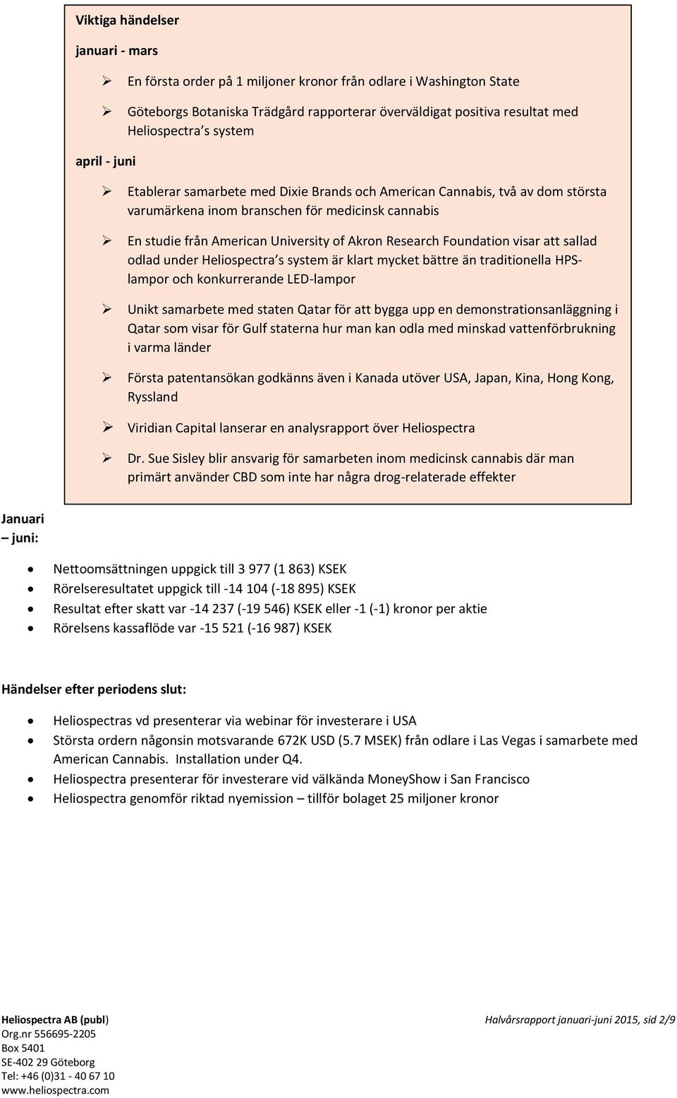 Foundation visar att sallad odlad under Heliospectra s system är klart mycket bättre än traditionella HPSlampor och konkurrerande LED-lampor Unikt samarbete med staten Qatar för att bygga upp en
