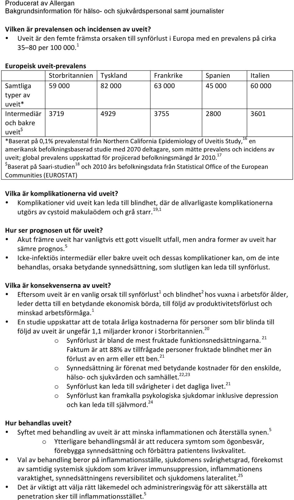 på 0,1% prevalenstal från Nrthern Califrnia Epidemilgy f Uveitis Study, 16 en amerikansk beflkningsbaserad studie med 2070 deltagare, sm mätte prevalens ch incidens av uveit; glbal prevalens
