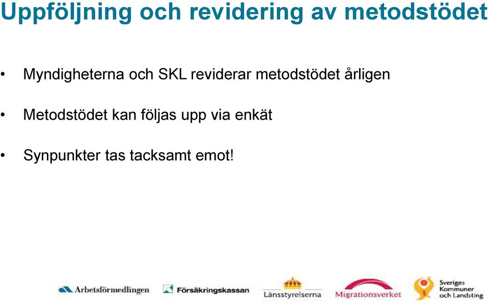reviderar metodstödet årligen