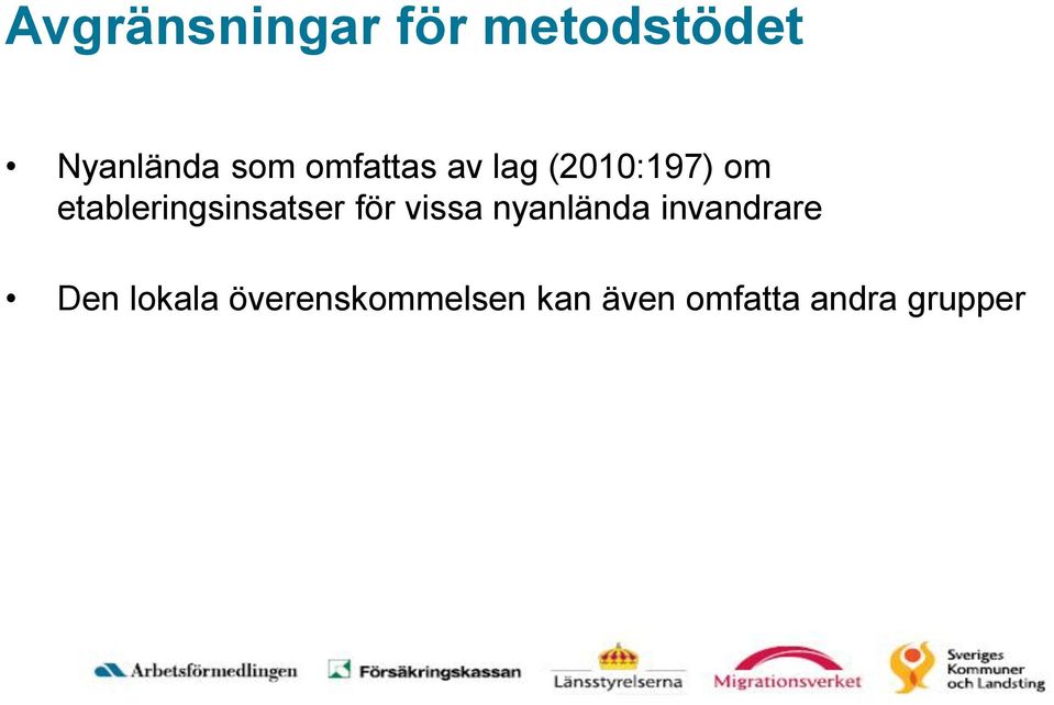 etableringsinsatser för vissa nyanlända