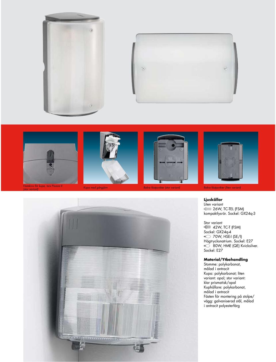 Sockel: E27 80W, HME (QE) Kvicksilver.