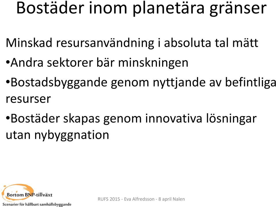 minskningen Bostadsbyggande genom nyttjande av