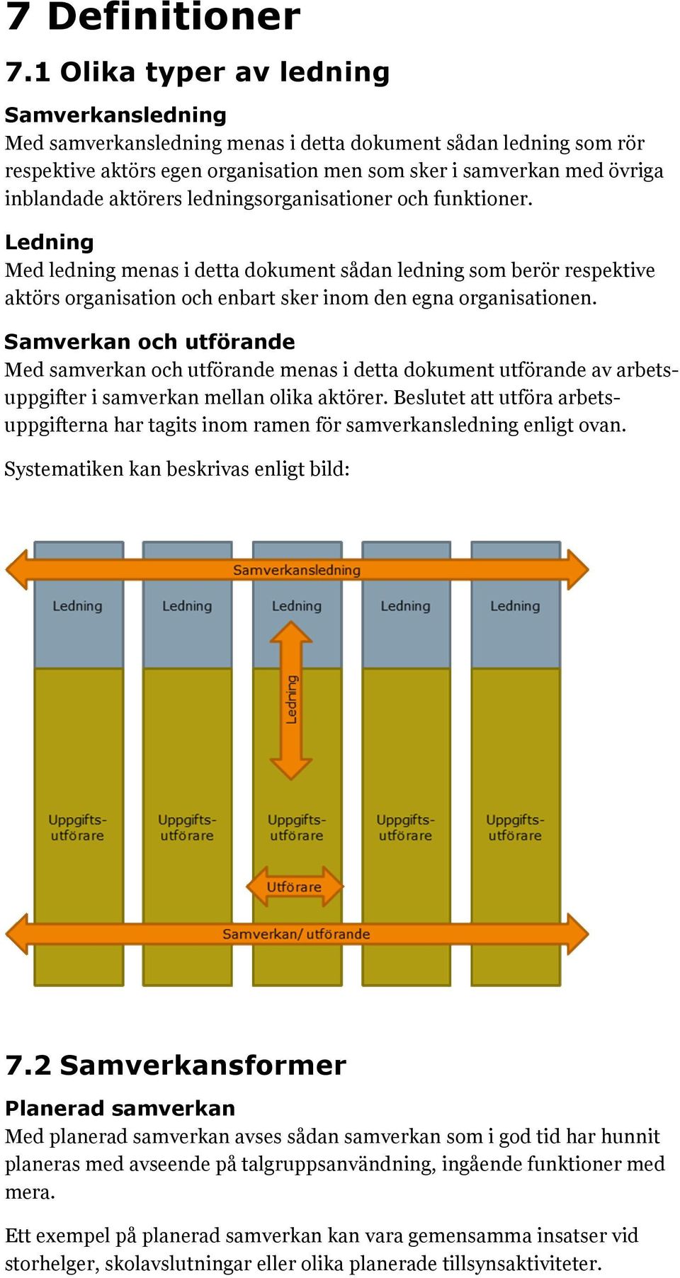 aktörers ledningsorganisationer och funktioner. Ledning Med ledning menas i detta dokument sådan ledning som berör respektive aktörs organisation och enbart sker inom den egna organisationen.