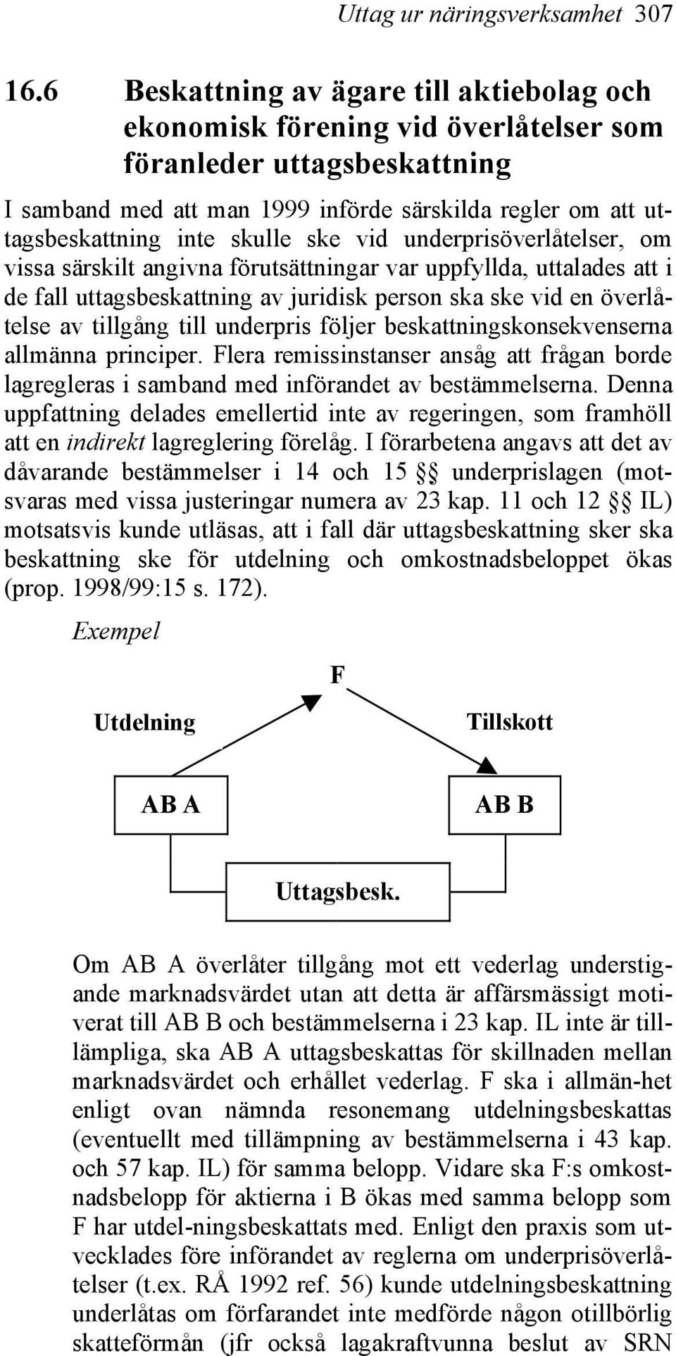 skulle ske vid underprisöverlåtelser, om vissa särskilt angivna förutsättningar var uppfyllda, uttalades att i de fall uttagsbeskattning av juridisk person ska ske vid en överlåtelse av tillgång till