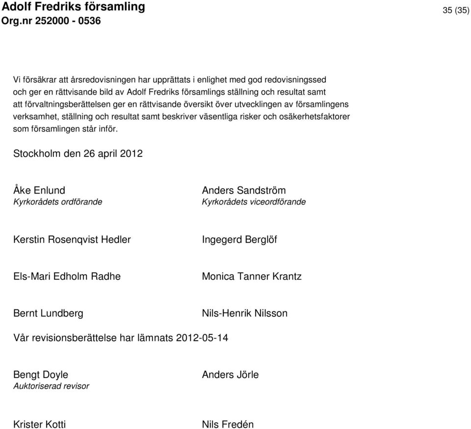 församlingen står inför.