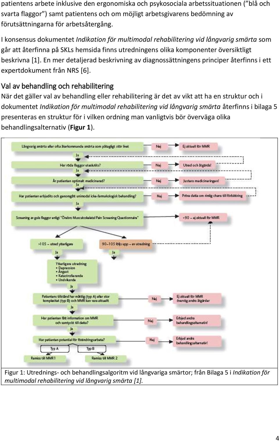 I konsensus dokumentet Indikation för multimodal rehabilitering vid långvarig smärta som går att återfinna på SKLs hemsida finns utredningens olika komponenter översiktligt beskrivna [1].