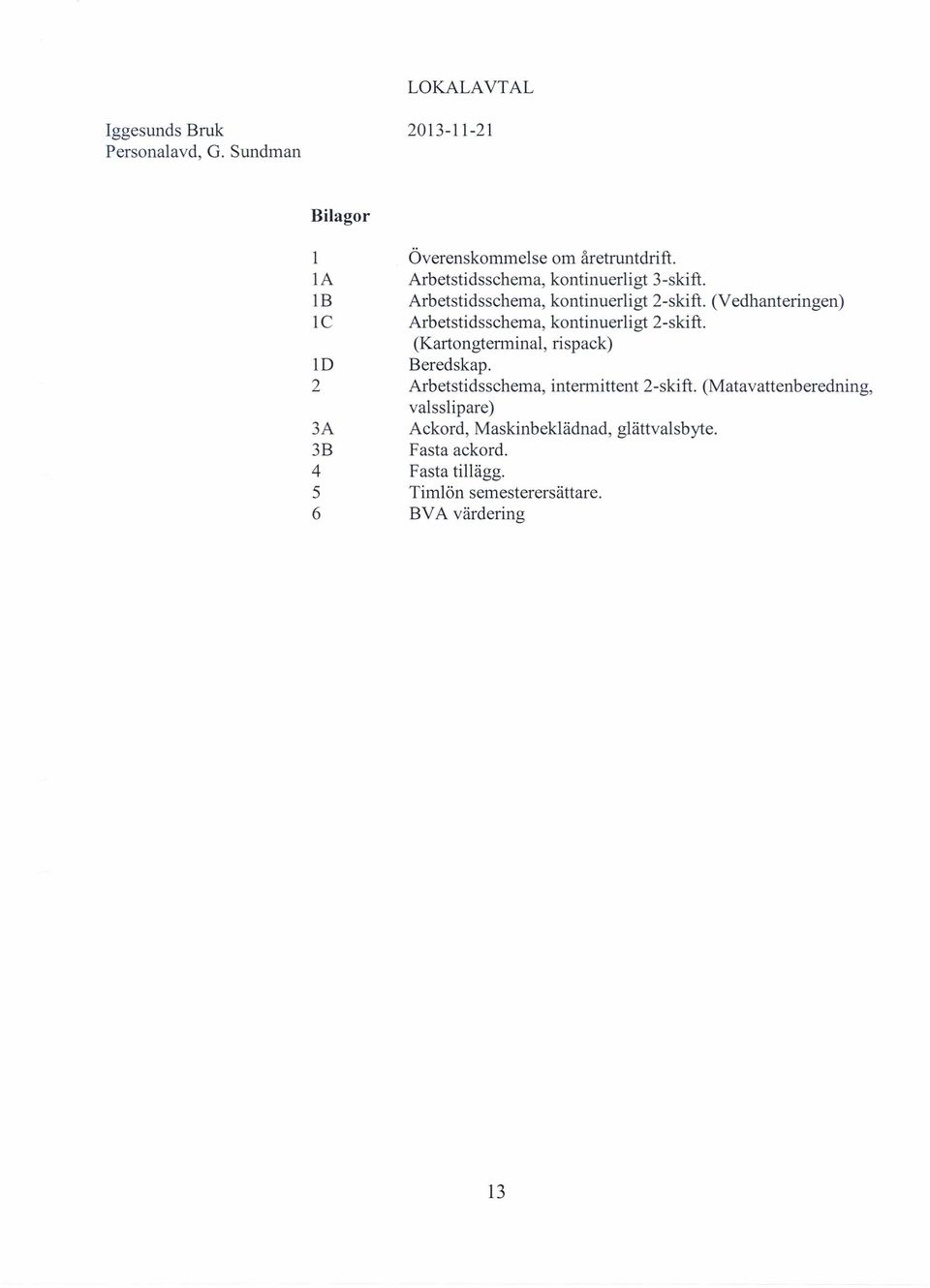 (Kartongterminal, rispack) ID Beredskap. 2 Arbetstidsschema, intermittent 2-skift.