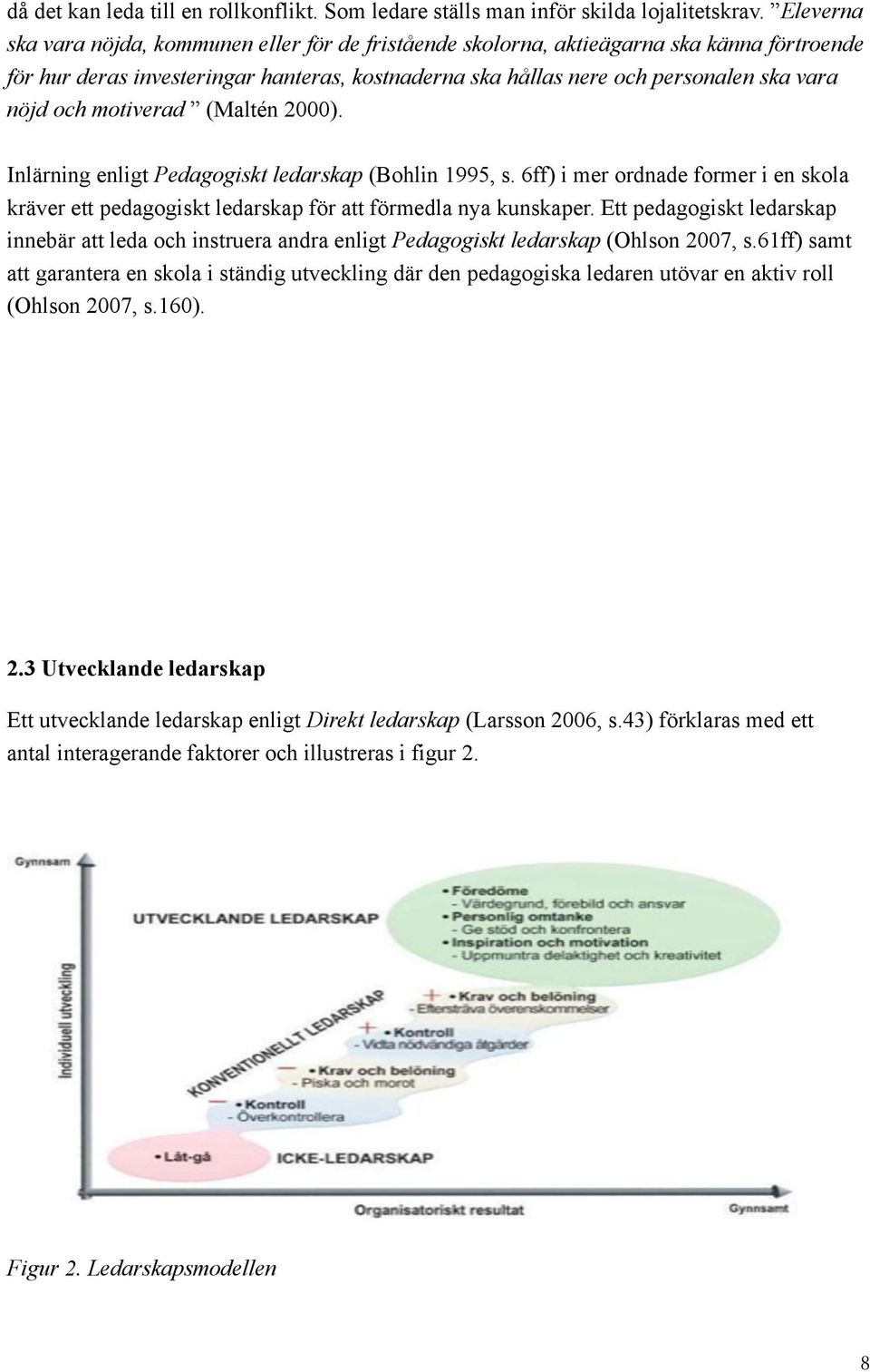 mtiverad (Maltén 2000). Inlärning enligt Pedaggiskt ledarskap (Bhlin 1995, s. 6ff) i mer rdnade frmer i en skla kräver ett pedaggiskt ledarskap för att förmedla nya kunskaper.