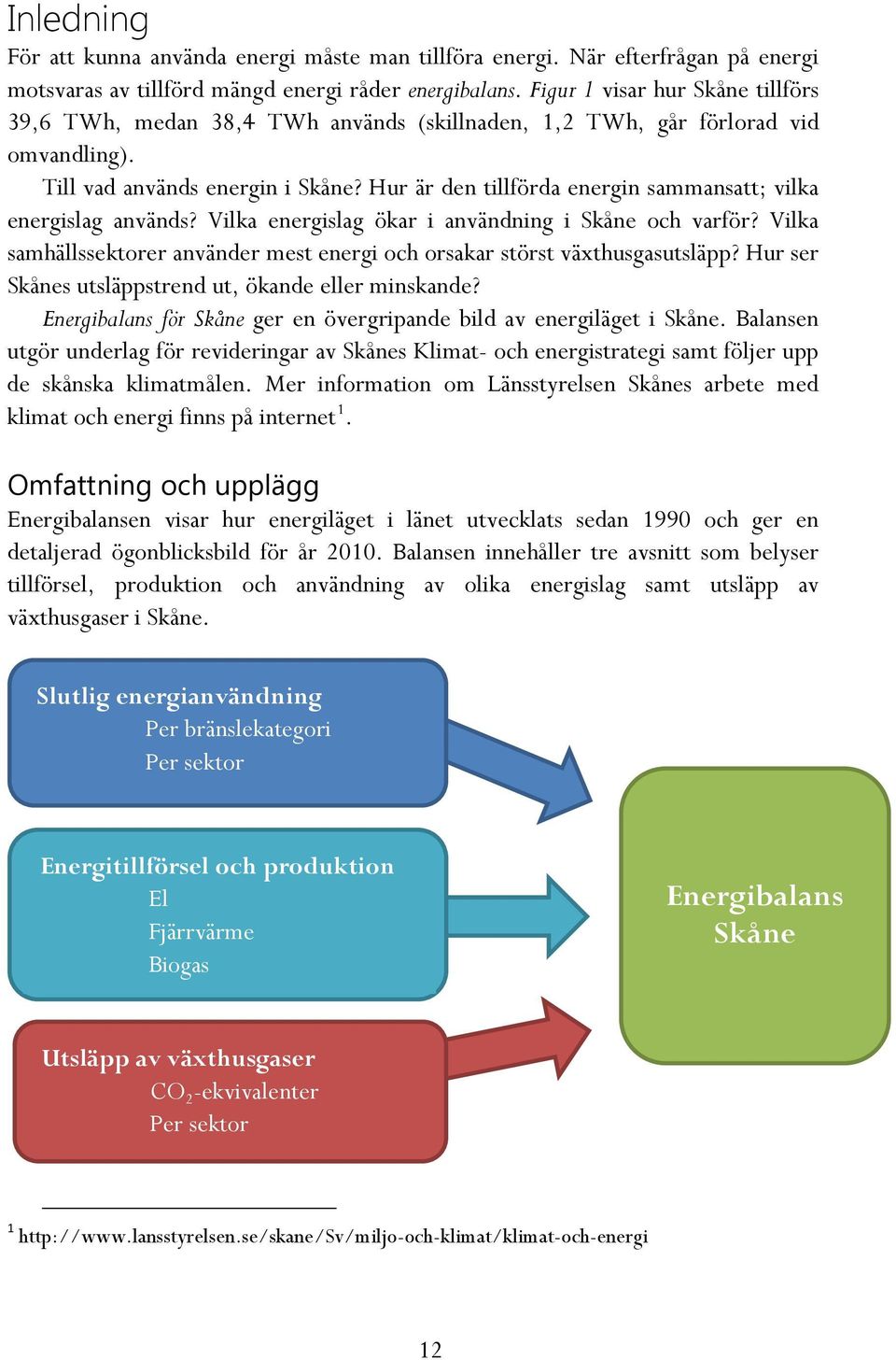 Hur är den tillförda energin sammansatt; vilka energislag används? Vilka energislag ökar i användning i Skåne och varför?